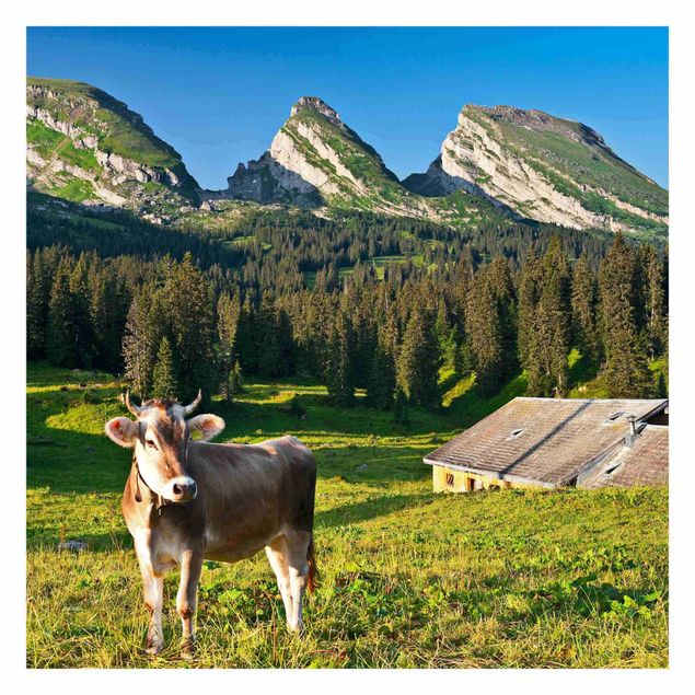 Tableaux de Rainer Mirau Prairie alpine suisse avec vache