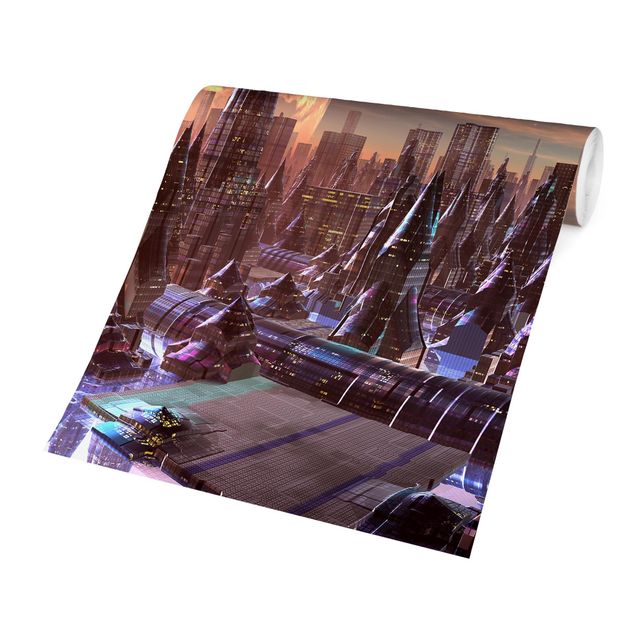Papier peint - Sci-Fi City With Planets
