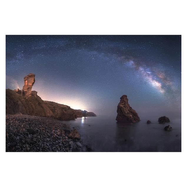 papier peint panoramique plage Mer De Galaxies