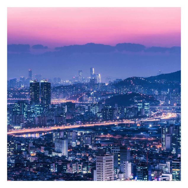 tapisserie panoramique Silhouette urbaine de Séoul