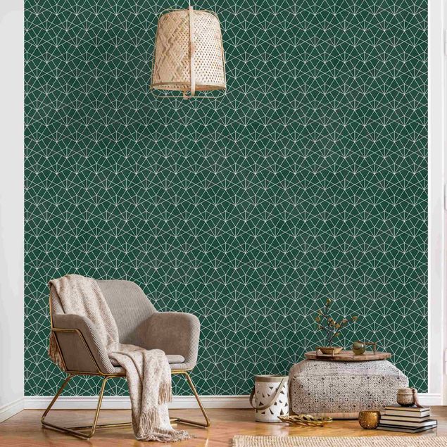 Papier peint motif geometrique Emerald Art Déco Motif ligne