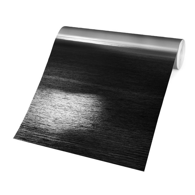 Papier peint paysage Sunlit Ocean Black And White