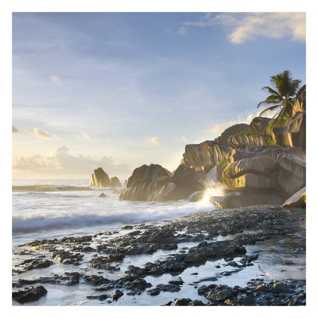 Papier peint panoramique paysage Coucher de soleil sur l'île Paradis