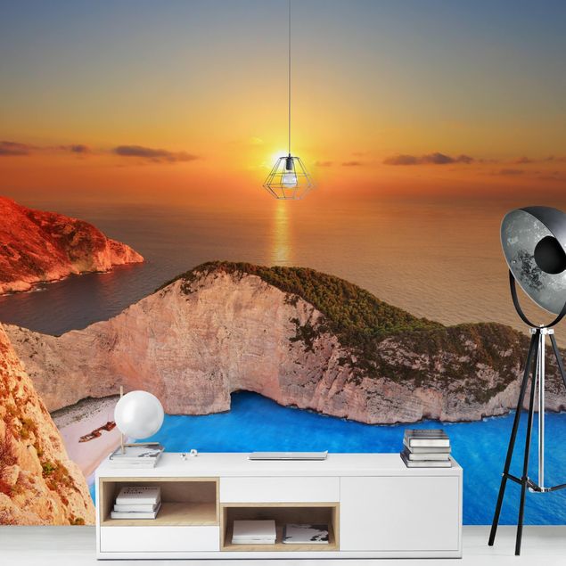 Papier peint panoramique coucher de soleil Coucher de soleil sur Zakynathos