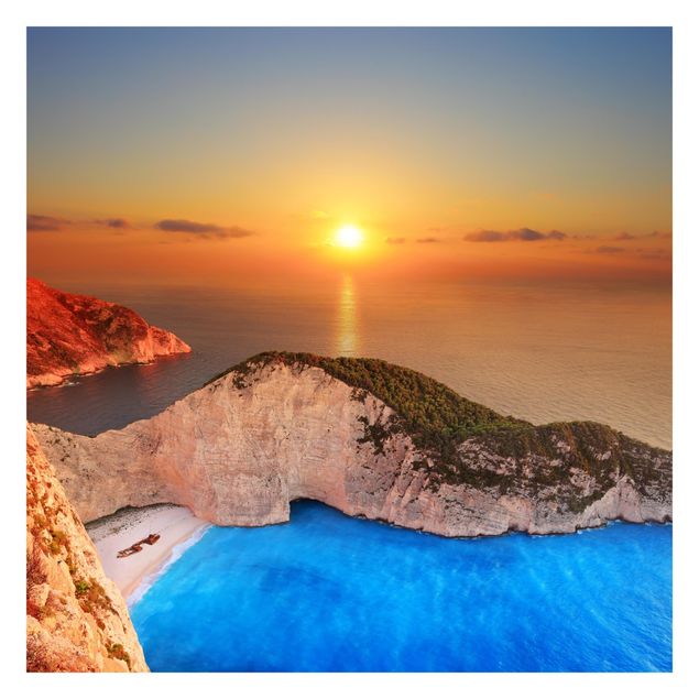 Papier peint panoramique paysage Coucher de soleil sur Zakynathos
