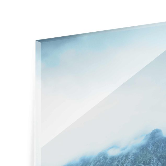 Tableau en verre paysage Réflexion sur les Lofoten