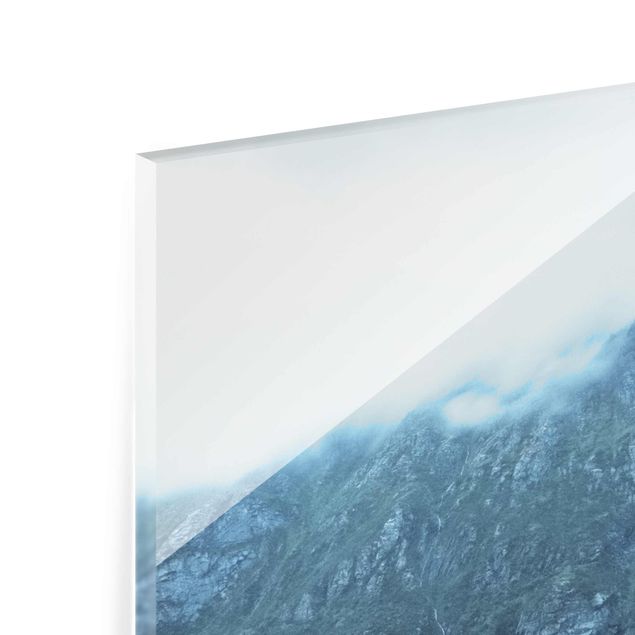 Tableau en verre paysage Réflexion sur les Lofoten