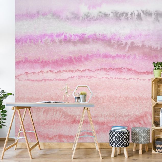 Papier peint à motifs Play Of Colours In Pink