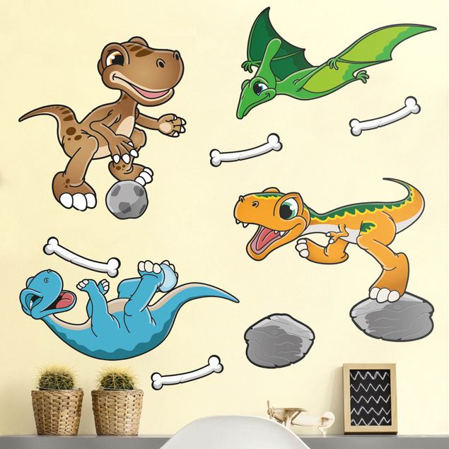 Stickers muraux dinosaures Amis dinosaures joueurs