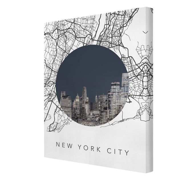 Tableau toile ville Carte Collage New York City