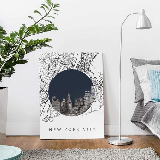 Cadre New York Carte Collage New York City
