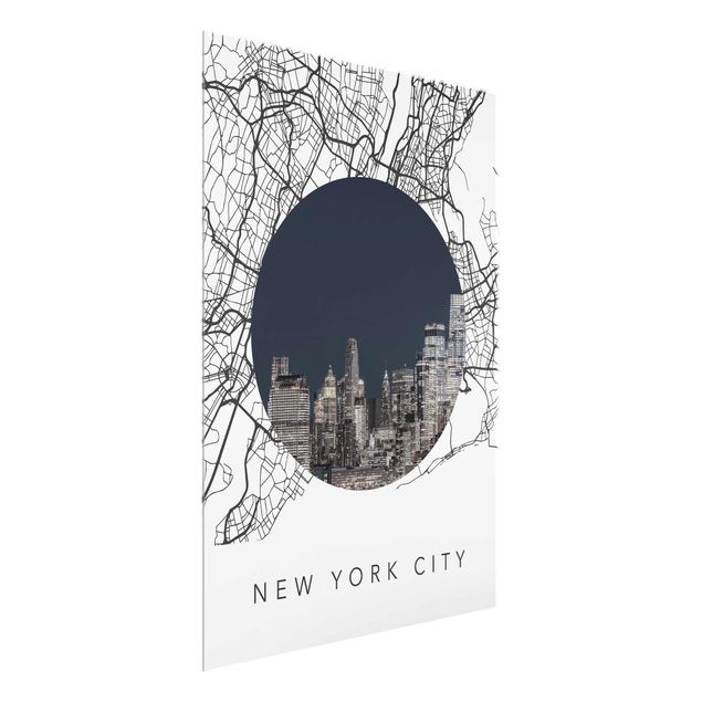 Tableaux en verre architecture & skyline Carte Collage New York City