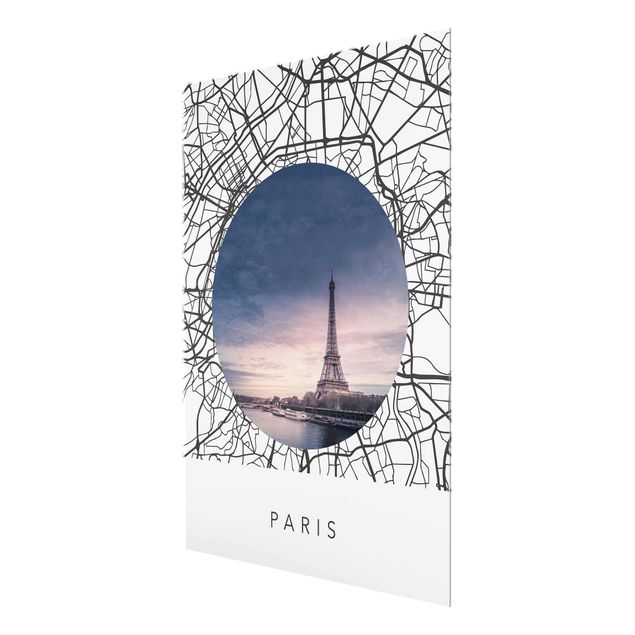 Tableau ville du monde Map Collage Paris