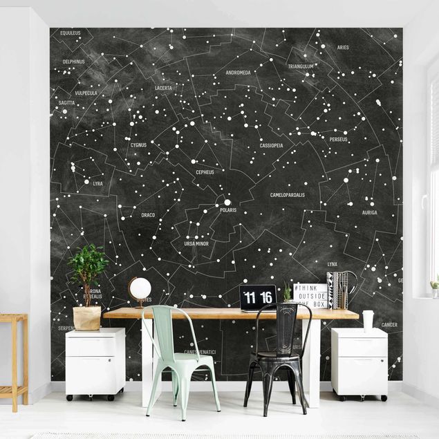 Papiers peints modernes Carte des constellations aspect tableau noir