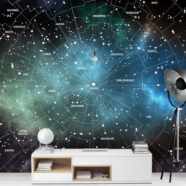 Papier peint ciel Carte des Constellations Stellaires Nébuleuse Galactique