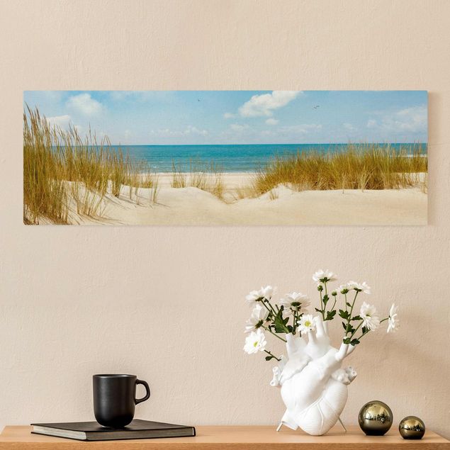 Tableaux sur toile avec dunes Plage sur la mer du Nord