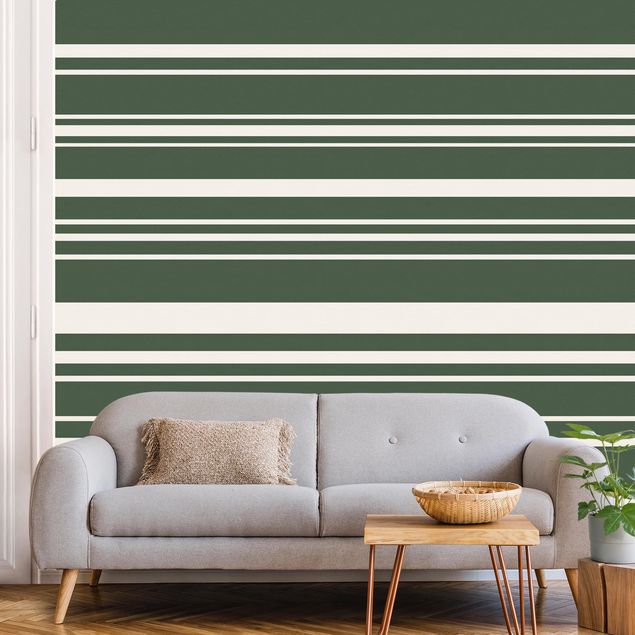 Papier peint a rayure Stripes On Green Backdrop