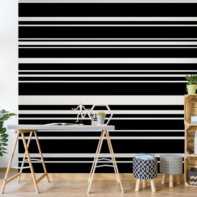 papier peint graphique Stripes On Black Backdrop