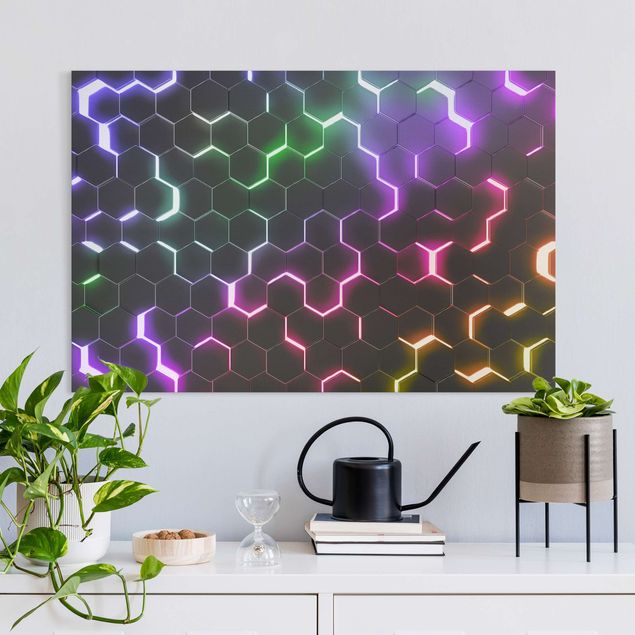 Déco chambre bébé Hexagonal Pattern With Neon Light