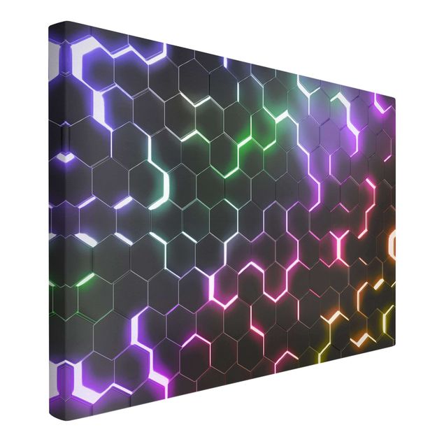 Tableaux Hexagonal Pattern With Neon Light