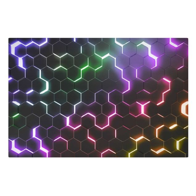 Tableaux toile Hexagonal Pattern With Neon Light