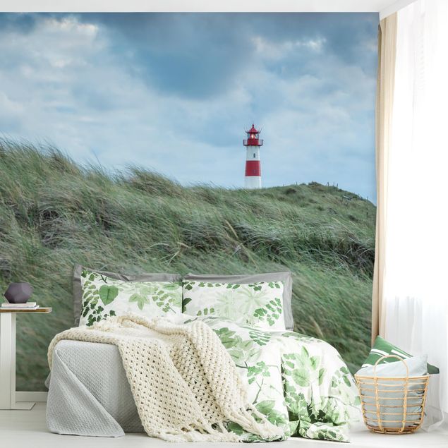 Papier peint panoramique dune Temps orageux au phare