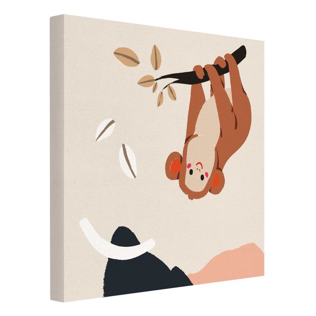 Toile imprimée animaux Illustration d'un animal mignon - Singe