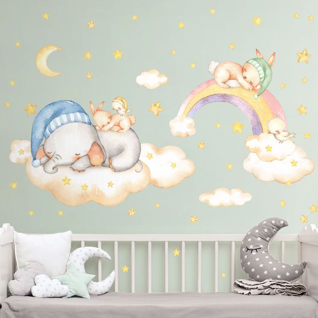 Stickers muraux arc en ciel Lot de nuages et étoiles Sweet Dreams