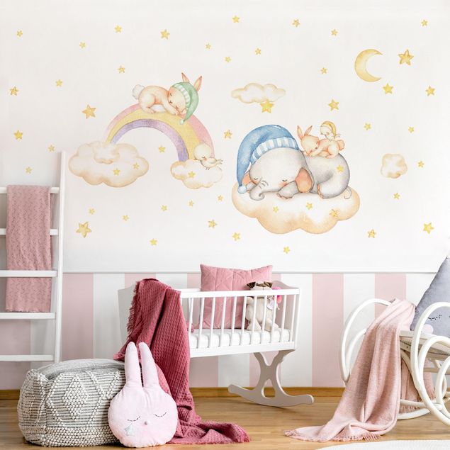 Stickers muraux elephant Lot de nuages et étoiles Sweet Dreams