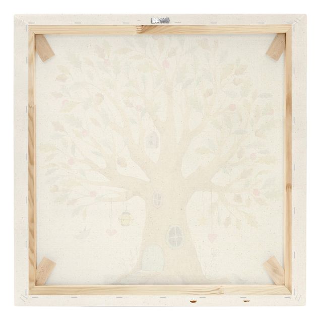 Tableau sur toile naturel - Cute Tree In Watercolours - Carré 1:1