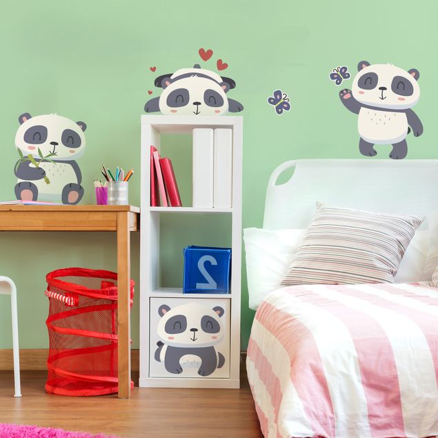 Stickers muraux animaux Lot Panda Doux