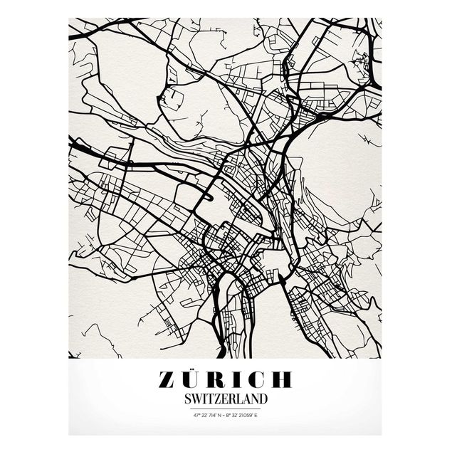 Tableau moderne Plan de ville de Zurich - Classique