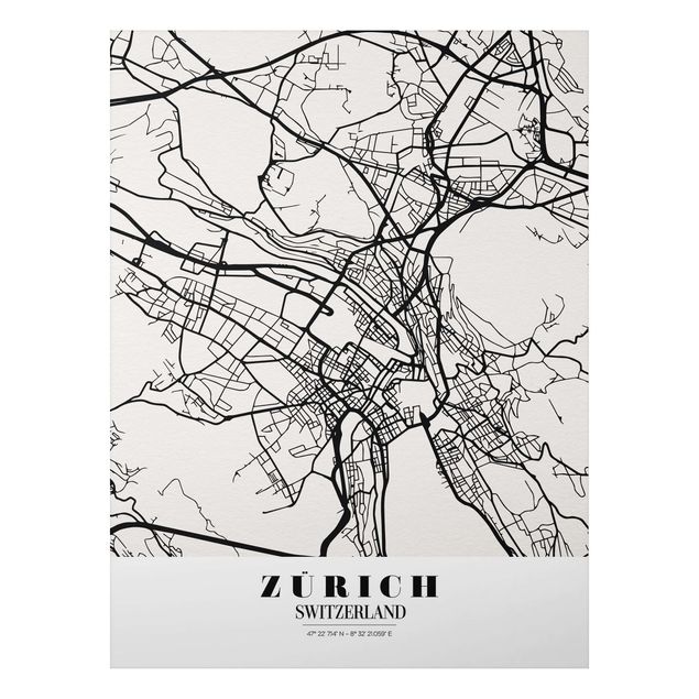 Tableaux modernes Plan de ville de Zurich - Classique