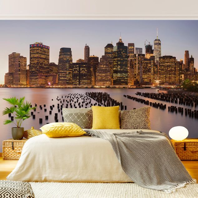 Papier peint New York Vue silhouette urbaine de Manhattan