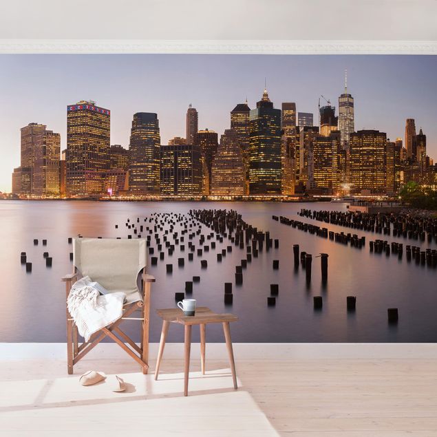 Papiers peints modernes Vue silhouette urbaine de Manhattan