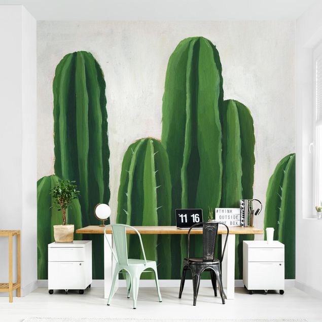 Papier peint vert Plantes préférées - Cactus