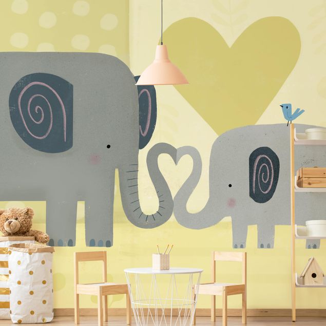 Papier peint éléphant Maman et moi - Éléphants