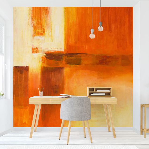 Tapisserie moderne Petra Schüßler - Composition en orange et marron 01