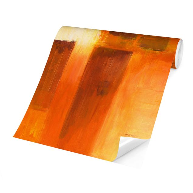 Papier peint - Petra Schüßler - Composition In Orange And Brown 01