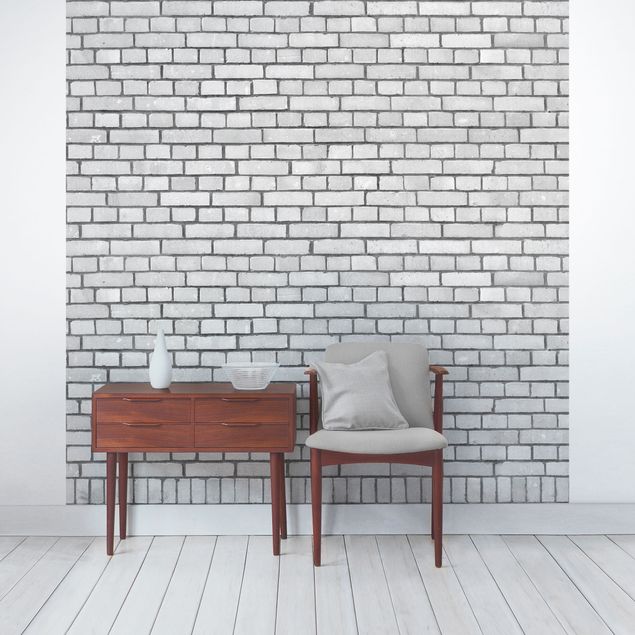 Tapisserie moderne Mur de briques blanc
