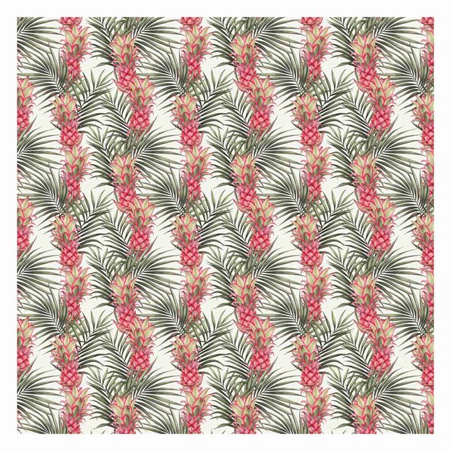 Papier peint panoramique Ananas tropical avec feuilles de palmier