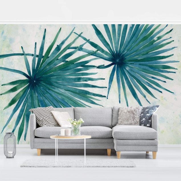 Déco murale cuisine Feuilles de palmier tropicales en gros plan