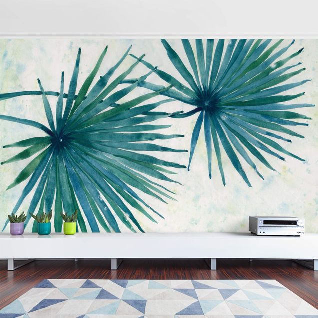 Papiers peints modernes Feuilles de palmier tropicales en gros plan