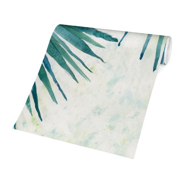tapisserie panoramique Feuilles de palmier tropicales en gros plan