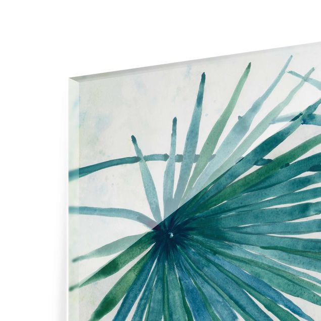 Tableaux en verre magnétique Feuilles de palmier tropicales en gros plan