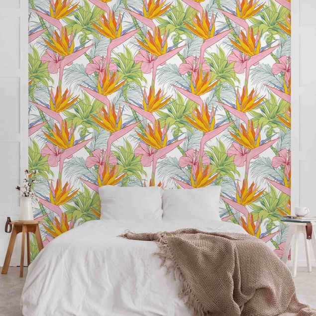 papier peint graphique Tropical Plants WIth Palm Tree