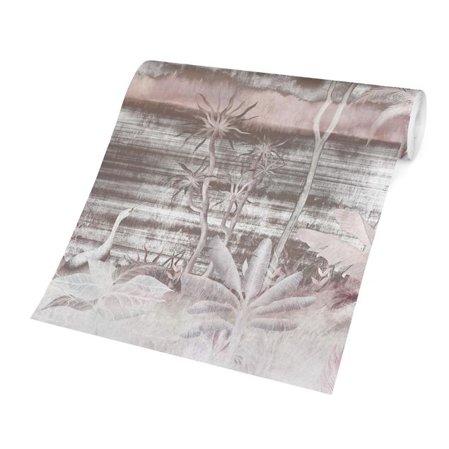papier peint xxl Lac tropical en rose