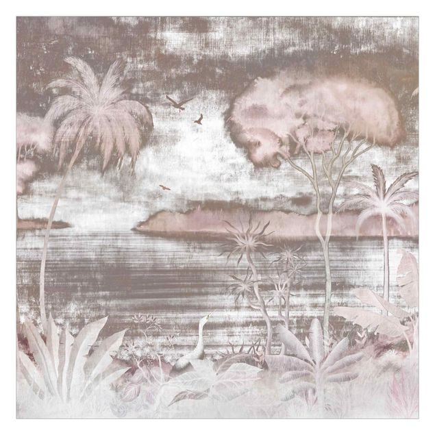 Papier peint - Lac tropical en rose