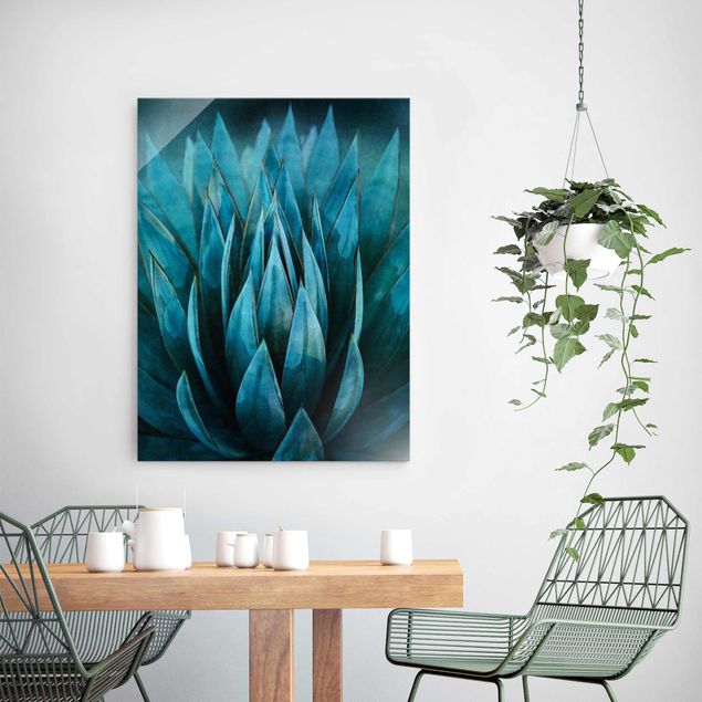 Tableau moderne Succulentes turquoises