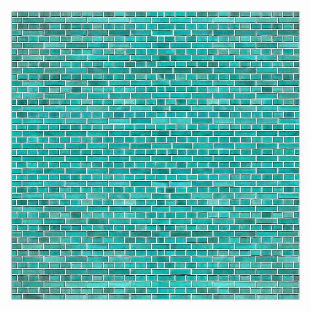 Papier peint turquoise Turquoise Brick Wall